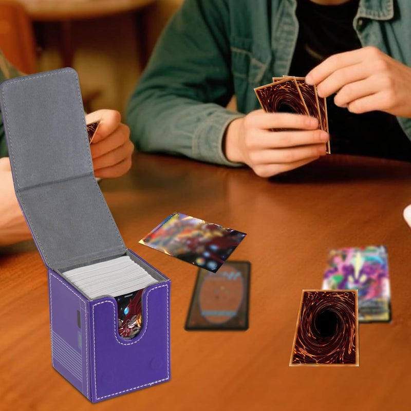 sabermaster Card Deck Box Fits for YGO MTG,100+ Card Storage Box Trading Games PU Leather Storage Premium Deck Case (Game Purple) - Image 5